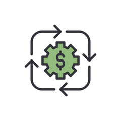 Cash flow colored icons, minimalist vector illustration ,simple transparent graphic element .Isolated on white background