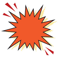 ギザギザ爆弾の丸い吹き出しフレーム/ドット・オレンジ