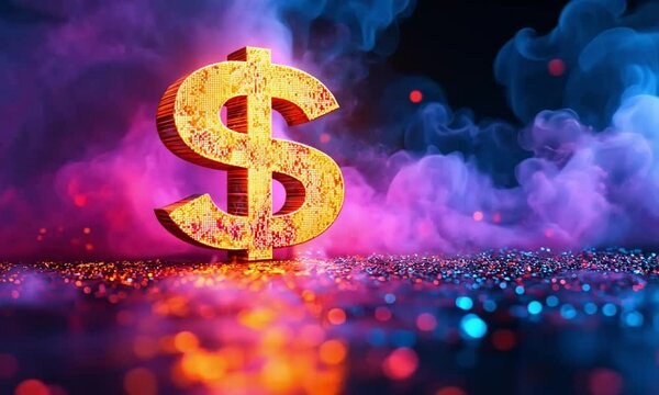 Fiery dollar symbol in vibrant smoke.