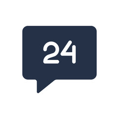 24 hours support icon. Solid glyph series icon