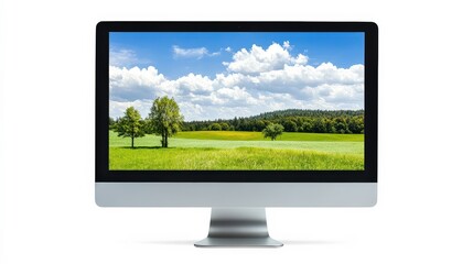 Fototapeta premium Vibrant Landscape Display on Modern Monitor