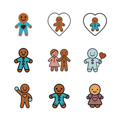 a vector illustration of a set of Gingerbread icons.