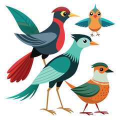 Rallidae birds set shilhotee vector isolated on white background