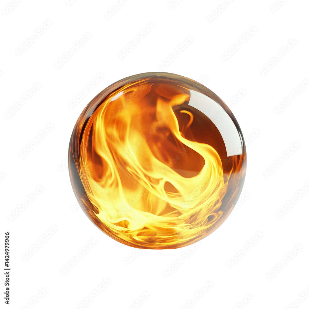 Poster Fiery orb of energy pulsating with intense heat, glowing within a sphere