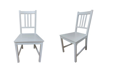 Two white painted wooden chairs.