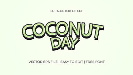 Text effect style comic coconut day template