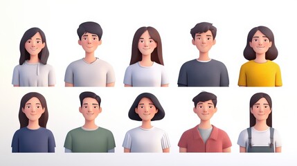 Avatars Selection on White Background in Pastel Colors