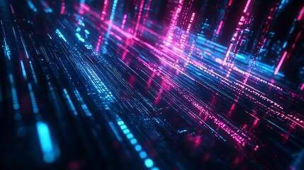 Abstract Glowing Lines Background with Pink and Blue Neon Effect