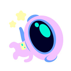 Adorable purple astronaut floating in space with stars around. Great for kids’ books, cosmic illustrations, posters, prints, or playful educational themes.