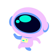 Adorable flat-style astronaut character in a walking pose with pastel colors. Great for space-themed graphics, playful mascots, futuristic stories, or kids illustrations.