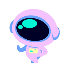 Charming flat-style astronaut character with a confident pose in pastel colors. Great for futuristic illustrations, mascots, space-themed stories, and educational kid projects.