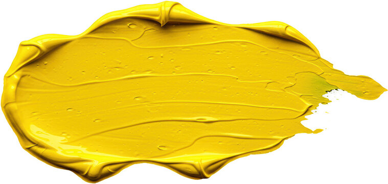 Bright yellow thick paint smear with texture