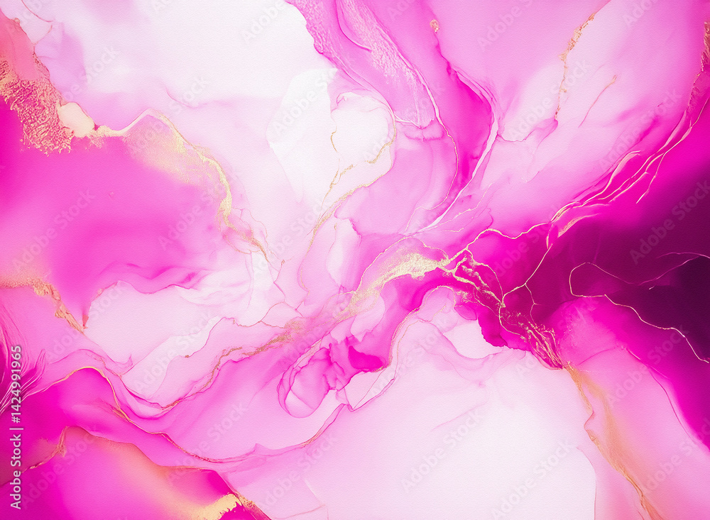 Leinwandbilder the image shows abstract art with flowing pink and gold hues. the artwork appears liquid and etherea