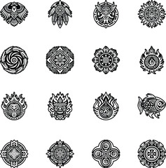 Bundle of Filled Style Hopi Culture Icons 

