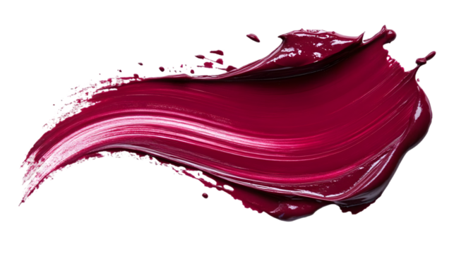 Realistic Burgundy Paint Stroke Isolated on Transparent Background