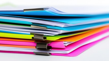 Vibrant Workspace with Colorful Document Folders