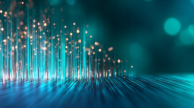 Glowing abstract technology dark background teal blue green black color grainy texture gradient web header banner design, copy space