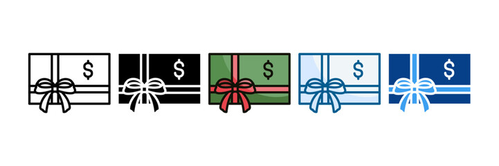 Gift Card Icon Set Multiple Style Collection