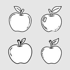 Collection of apple fruit illustrations in simple style