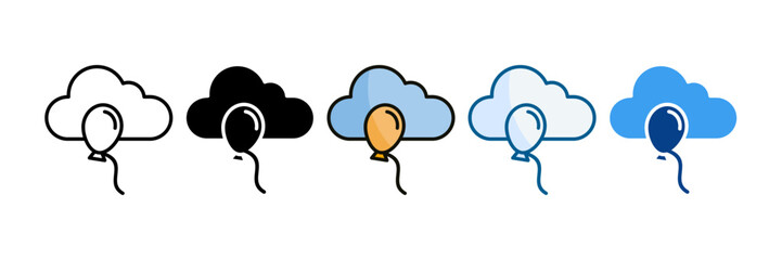 Balloon Cloud Icon Set Multiple Style Collection