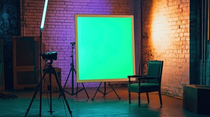 Isolated Filming Setup with Vibrant Background