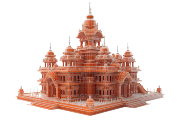 3D Illustration Of A Red Temple On A Transparent Background