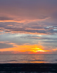 Scenery of sunset beach, Nature landscape of evening sea horizon