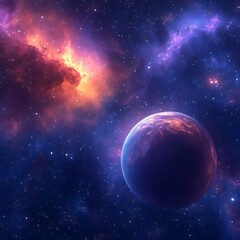 Obraz premium Vibrant nebula and exoplanet in deep space