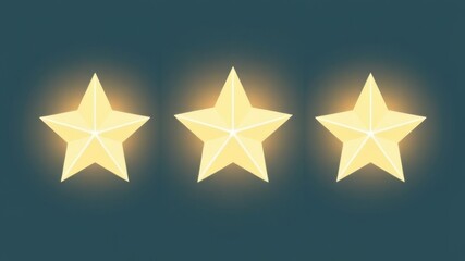 Obraz premium Three glowing gold stars rating review success achievement excellence