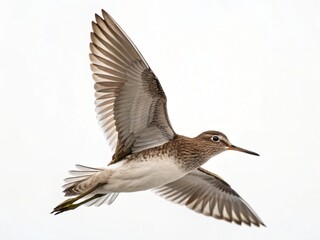 Obraz premium Wood Sandpiper Bird in Flight Wings Spread Wildlife Photography Nature Image