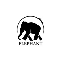 Elegant Elephant Logo in Silhouette