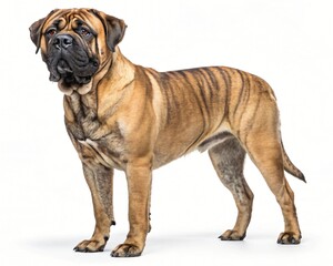 Majestic Brindle Bullmastiff Dog Breed Studio Shot Full Body Canine Portrait
