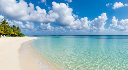 Obraz premium Tropical Beach with White Sand and Turquoise Water