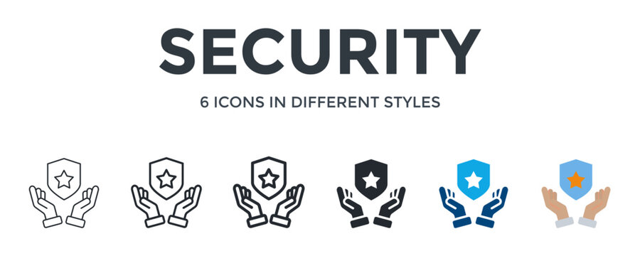 Security  Icon In Different Style Vector Illustration. Designed In Thin Line, Regular Line, Bold Line, Glyph, Color Fill, And Flat Style Can Be Used For Web