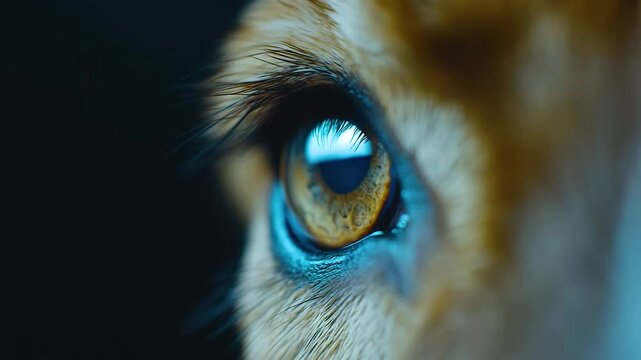 Close up of deer eye reveals vibrant colors and intricate details, showcasing beauty of nature and connection to this magnificent animal.