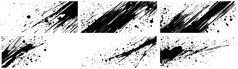 Grunge Ink Splatter Brush Stroke Texture Pack, Abstract Black Paint Splash Overlays