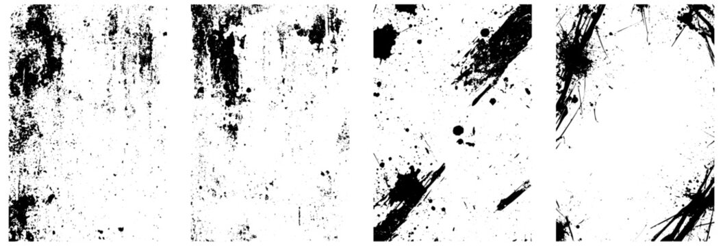 Grunge Splatter and Distressed Texture Overlays, High Contrast Black and White Set
