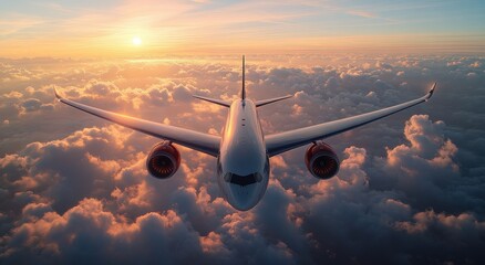 The plane is the main focus of the image