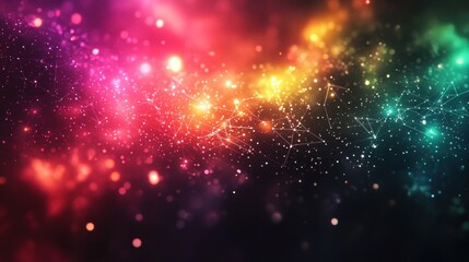 Vibrant digital nebula with interconnected particles