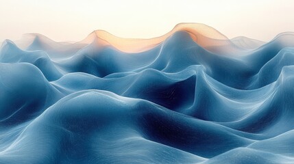 Obraz premium Abstract Blue Wavy Terrain with Gradient Lighting and Textured Surface