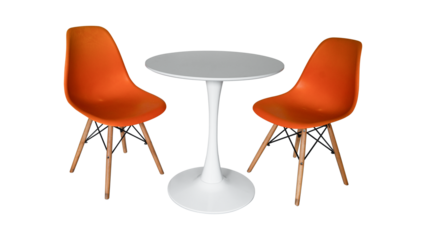 White table with chair isolated on transparent background, PNG File