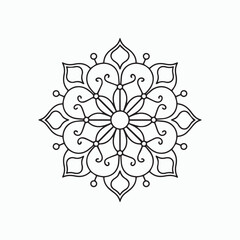 Black Line Mandala with Geometric Patterns