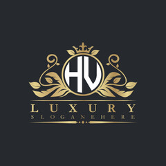 Luxury letter logo with crown initial monogram calligraphic.