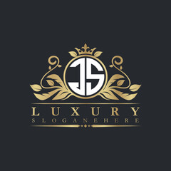 Luxury letter logo with crown initial monogram calligraphic.