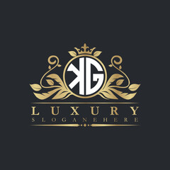 Luxury letter logo with crown initial monogram calligraphic.