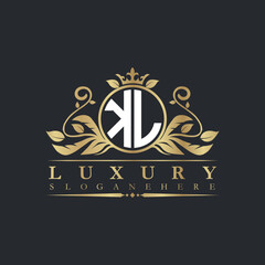 Luxury letter logo with crown initial monogram calligraphic.