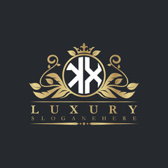 Luxury letter logo with crown initial monogram calligraphic.