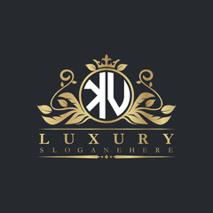 Luxury letter logo with crown initial monogram calligraphic.