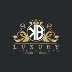 Luxury letter logo with crown initial monogram calligraphic.