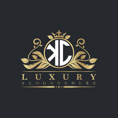 Luxury letter logo with crown initial monogram calligraphic.